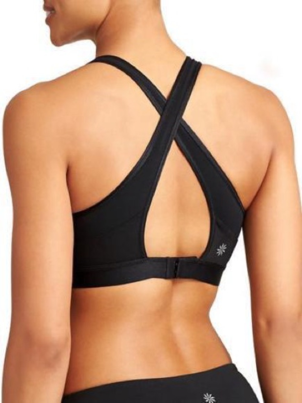 Athleta V‑Neck Seamless Sports Bra Black Size Small